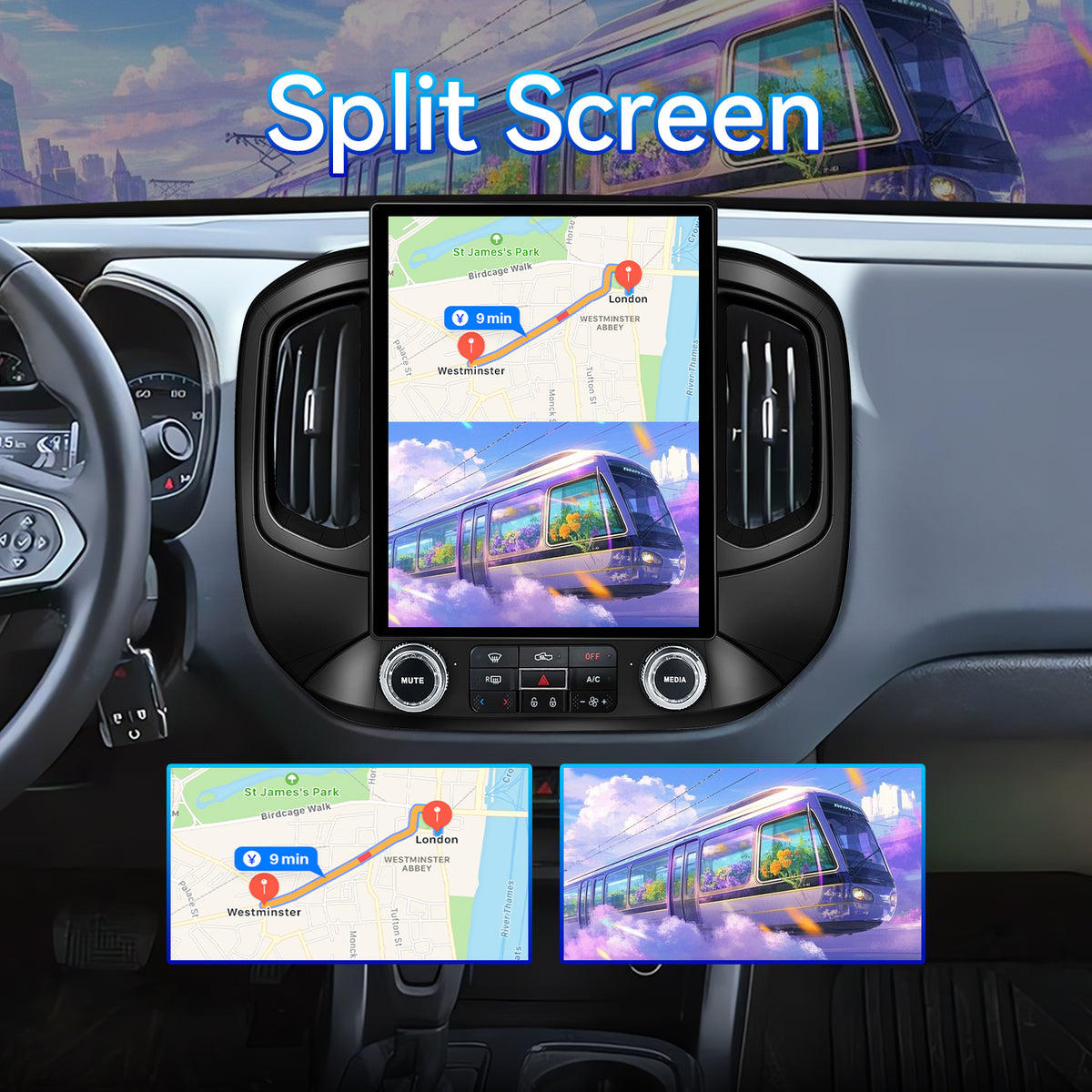 Car Stereo Radio for Chevrolet Colorado 2015-2018 with Wireless CarPlay & Android Auto, T-Style 12.1" Touchscreen, 8 Core 4+64GB, Mirror Link WiFi Bluetooth FM DSP SWC Backup Camera