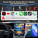 4-in-1 Mini Wireless CarPlay & Android Auto Adapter with iPhone & Android Screen Mirroring for Stock Wires  CarPlay & Android Auto Vehicles