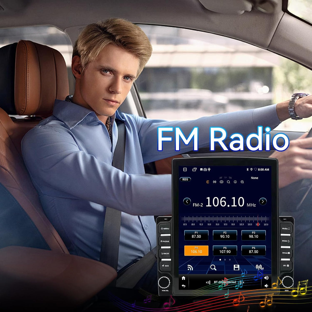 Car Radio Stereo for Dodge RAM 1500 2500 3500 2009-2012 Jeep Wrangler JK 2007-2016, with Wireless CarPlay Android Auto WiFi Bluetooth GPS Backup Camera