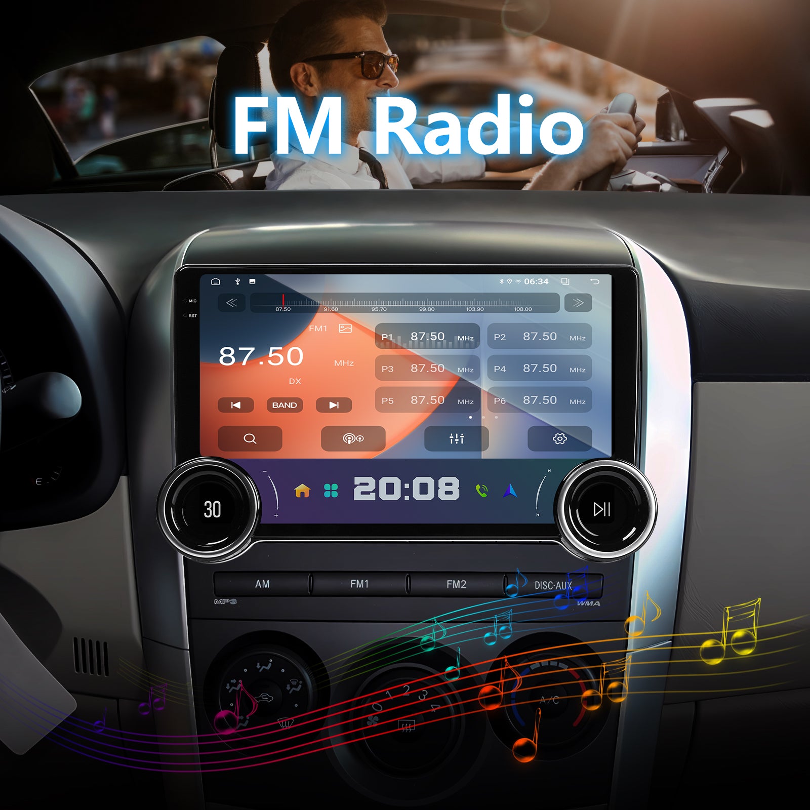 Android 13 Single Din Touchscreen Radio with Wireless CarPlay