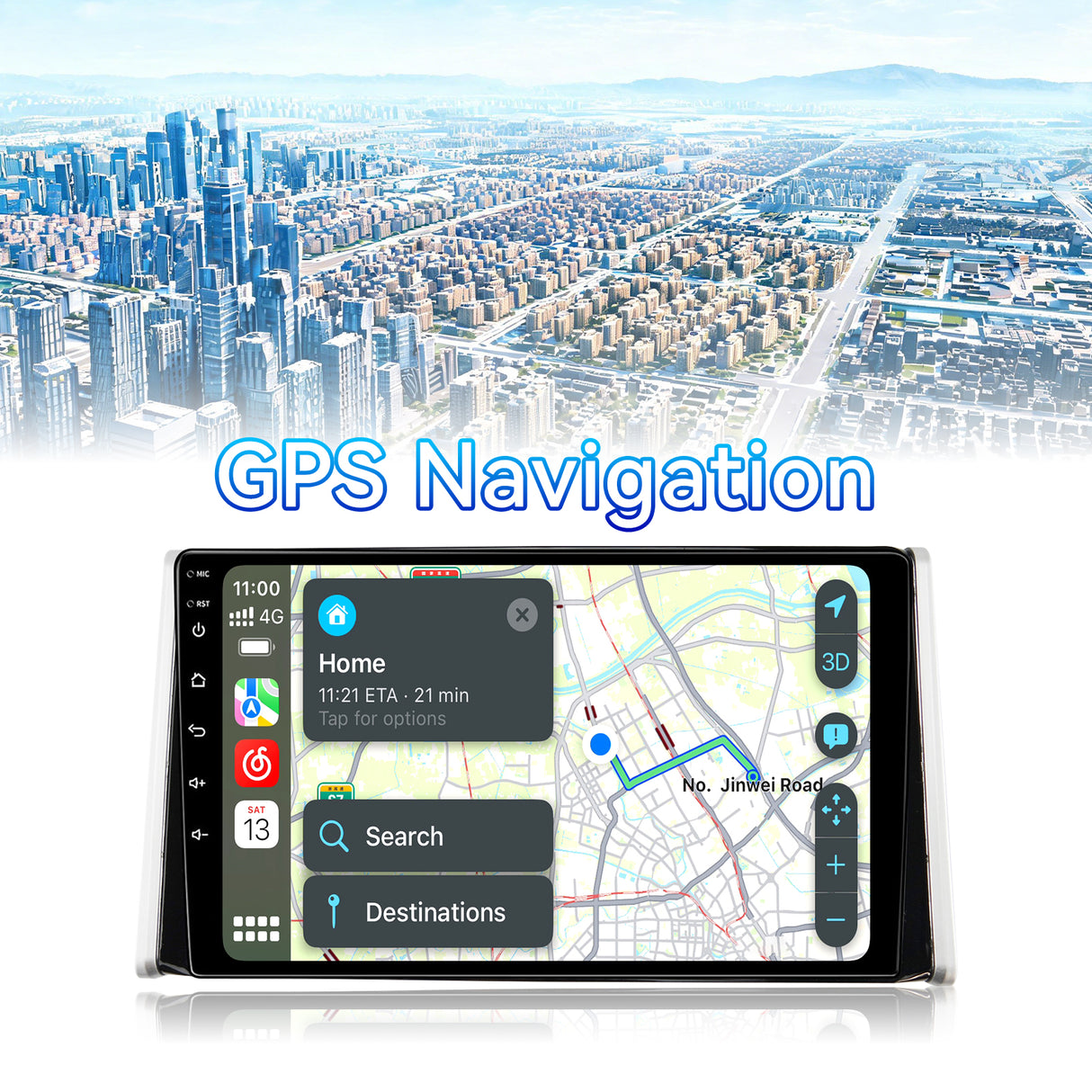 Android 13 Car Stereo Radio for Toyota RAV4 2019-2022 with Wireless CarPlay & Android Auto 10.1" IPS HD Touchscreen GPS Navigation Bluetooth SWC FM DSP Backup Camera