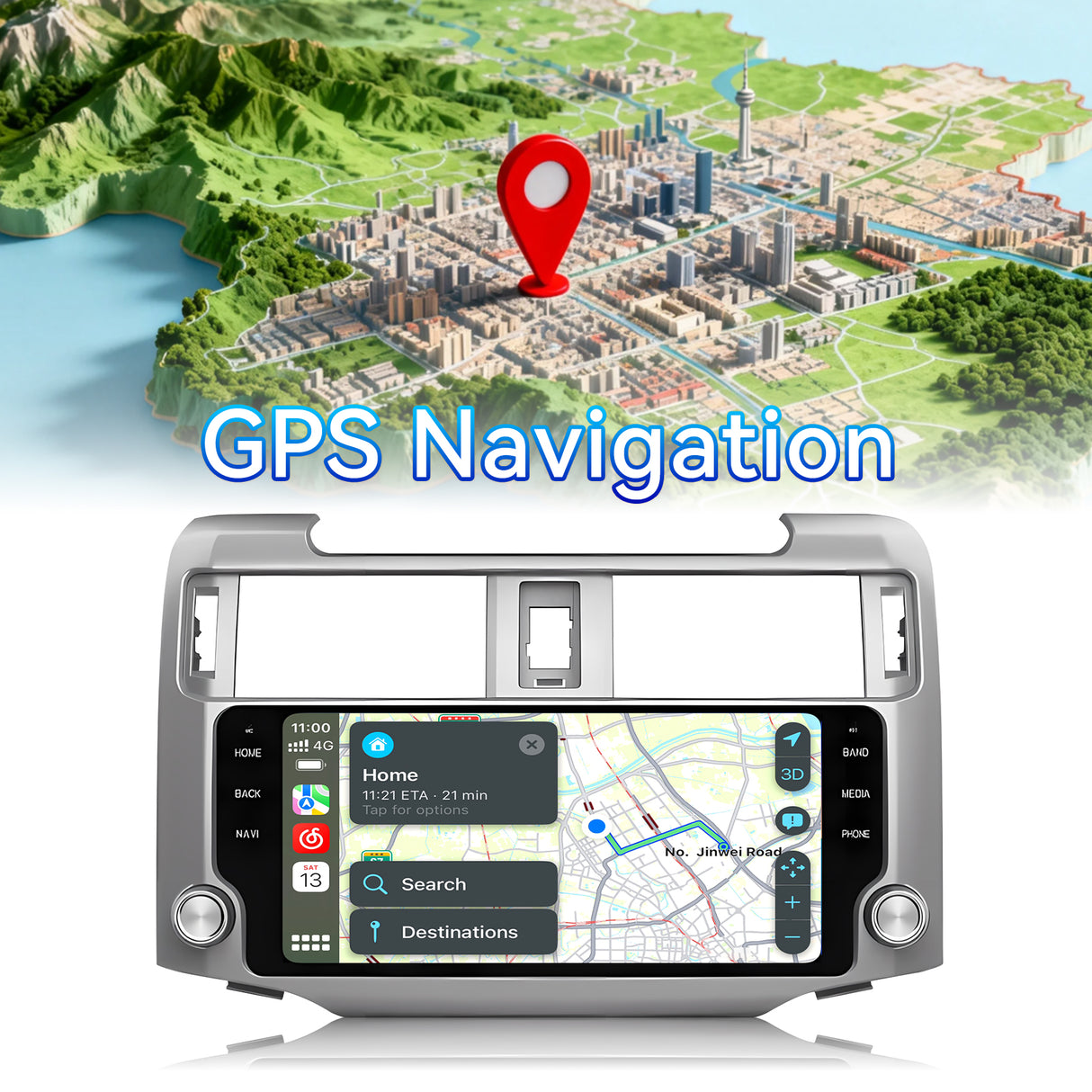 Car Stereo Radio for Toyota 4Runner 2009-2019 with wireless CarPlay and Android Auto GPS  / WiFi / SWC / Mirror Link / Bluetooth and AHD Backup Camera