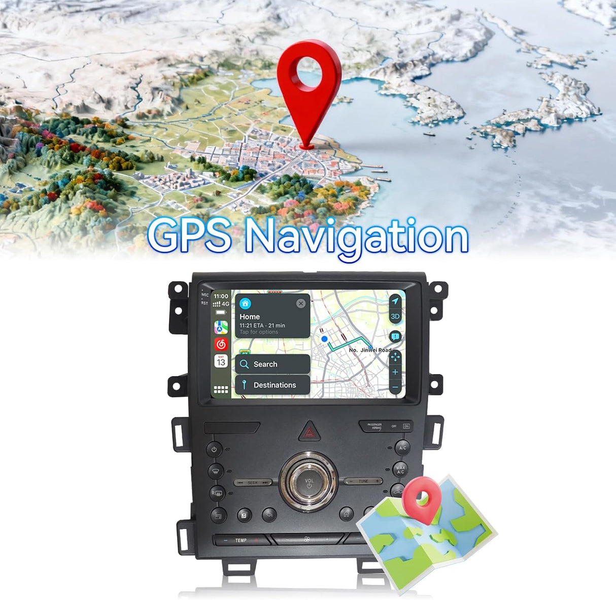 Car Stereo for Ford Edge 2010 2011 2012 2013 2014 Upgrade Wireless CarPlay & Android Auto AHD Backup Camera GPS SWC FM WiFi Bluetooth