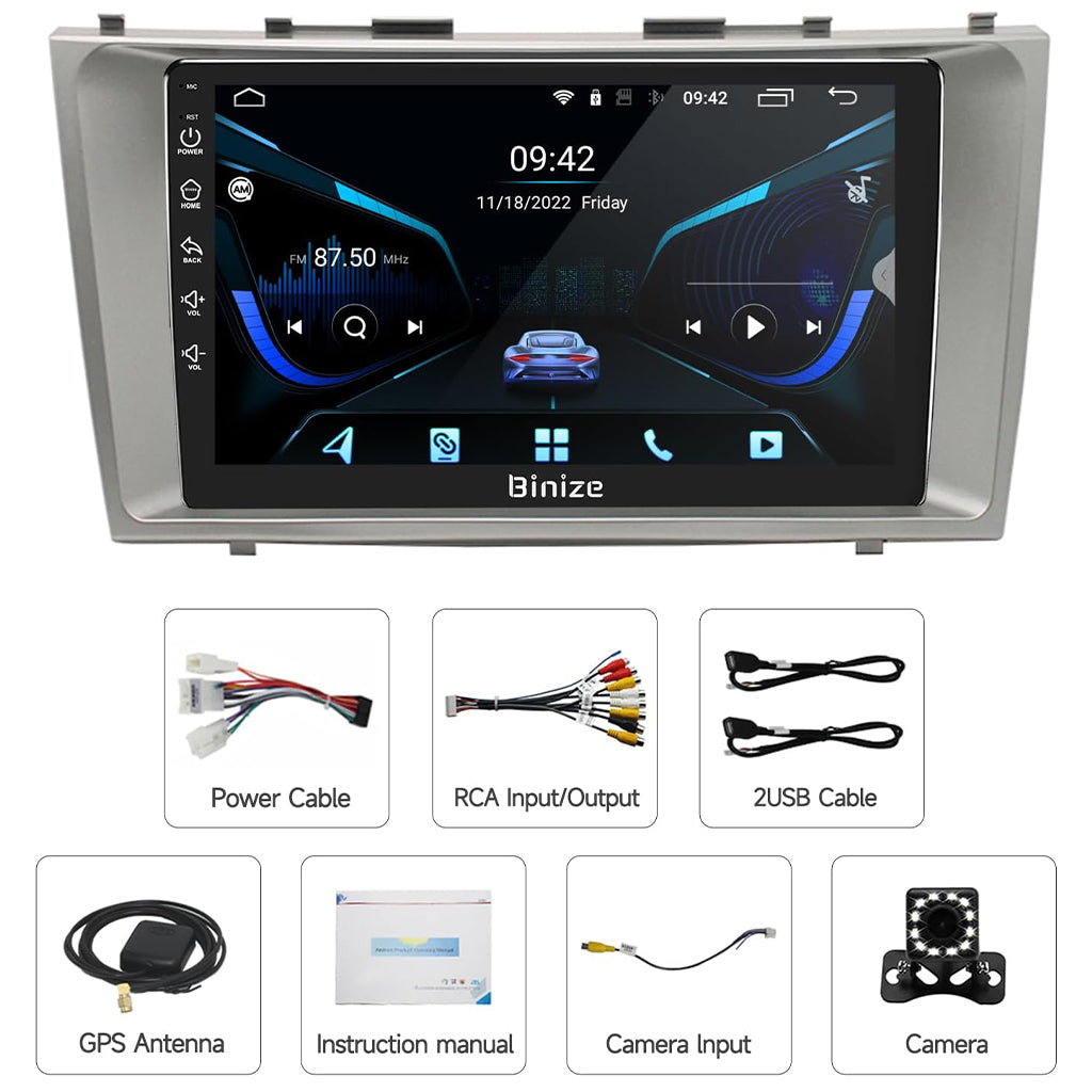 Binize Android 12 CarPlay Screen for Camry 2007 with Backup Cam