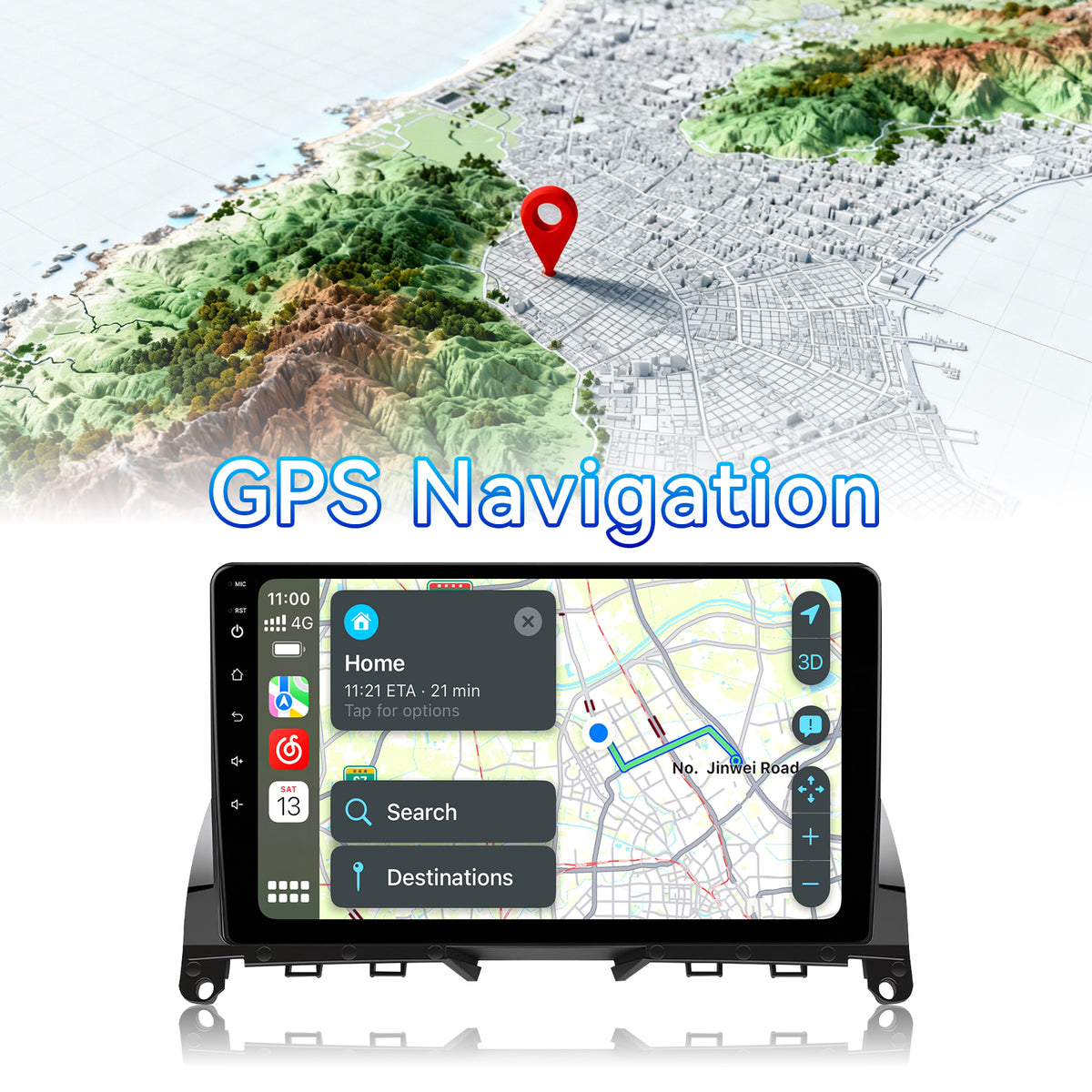 Car Stereo Radio for Mercedes Benz C-Class W204 S204 2006-2011 with Wireless Carplay & Android Auto 9-Inch Touchscreen FM Bluetooth 5G WiFi GPS Navigation Mirror Link SWC AHD Camera