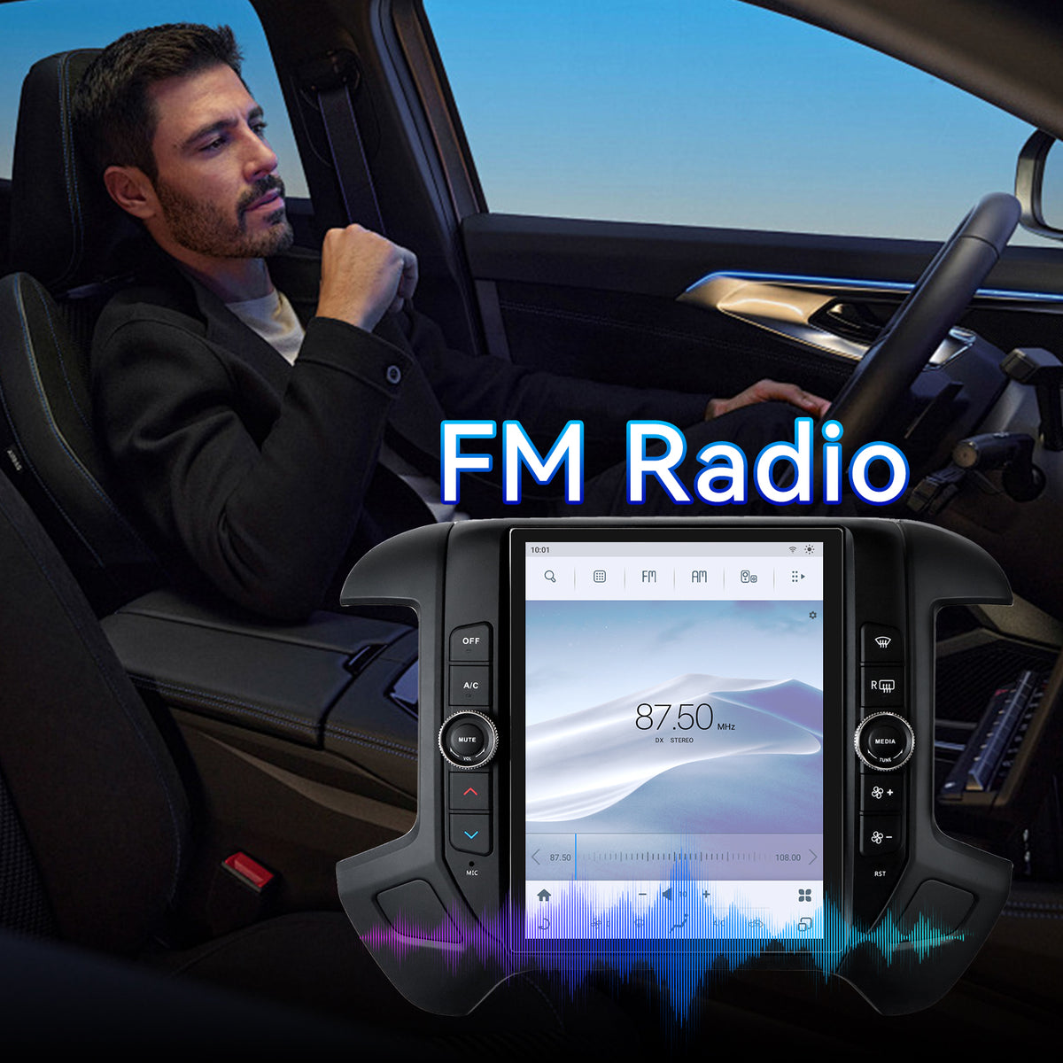 8Core 4+64GB Car Stereo Radio for Chevrolet Silverado GMC Sierra 2014-2018 with Wireless CarPlay & Android Auto 12.1'' T-Style Touchscreen BT5.0 GPS 5Ghz WIFI DSP 32EQ FM 1080P Backup Camera