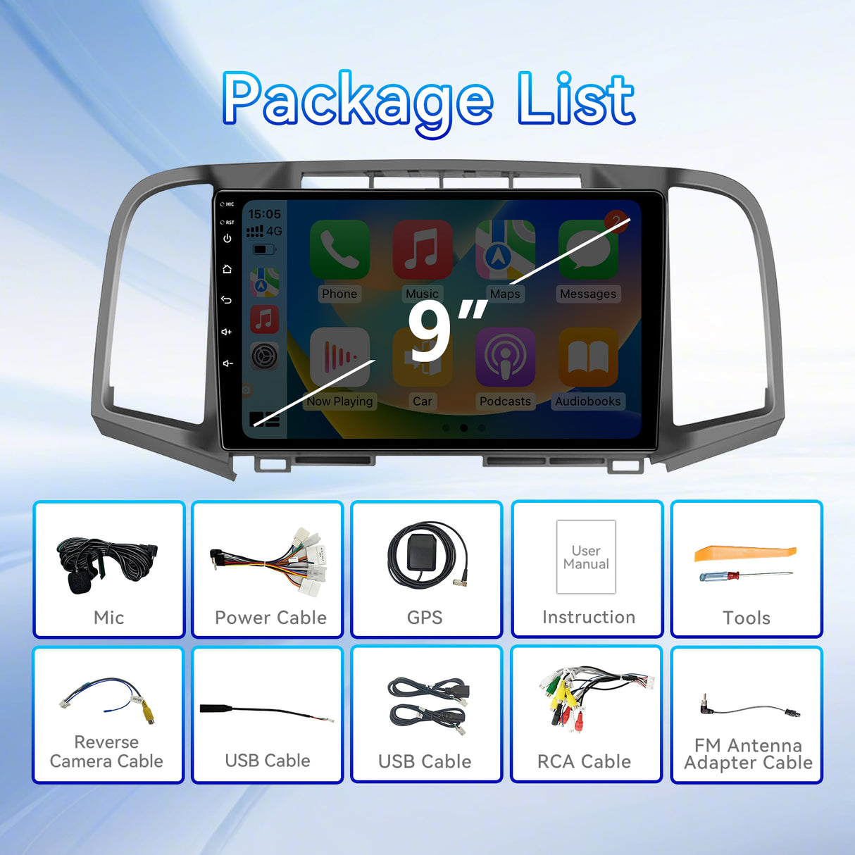 Car Stereo Radio for Toyota Venza 2008-2016 with Wireless CarPlay & Android Auto 9-Inch HD Touchscreen GPS WiFi Mirror Link DSP EQ SWC AHD Backup Camera