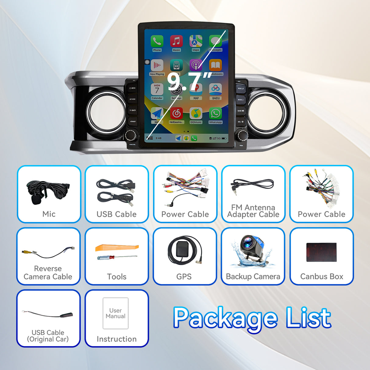 Car Stereo Radio for Toyota Tacoma 2016-2023 with Wireless CarPlay & Android Auto GPS SWC 1080p Backup Camera