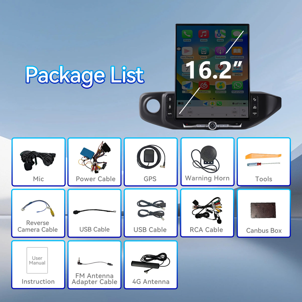 Android 15 Car Radio Stereo for Jeep Wrangler JL 2018-2022 Gladiator JT 2019-2022 with Wireless CarPlay & Android Auto 16.2-Inch Touch Screen DSP 4G LTE 5G WiFi BT GPS Navigation BT