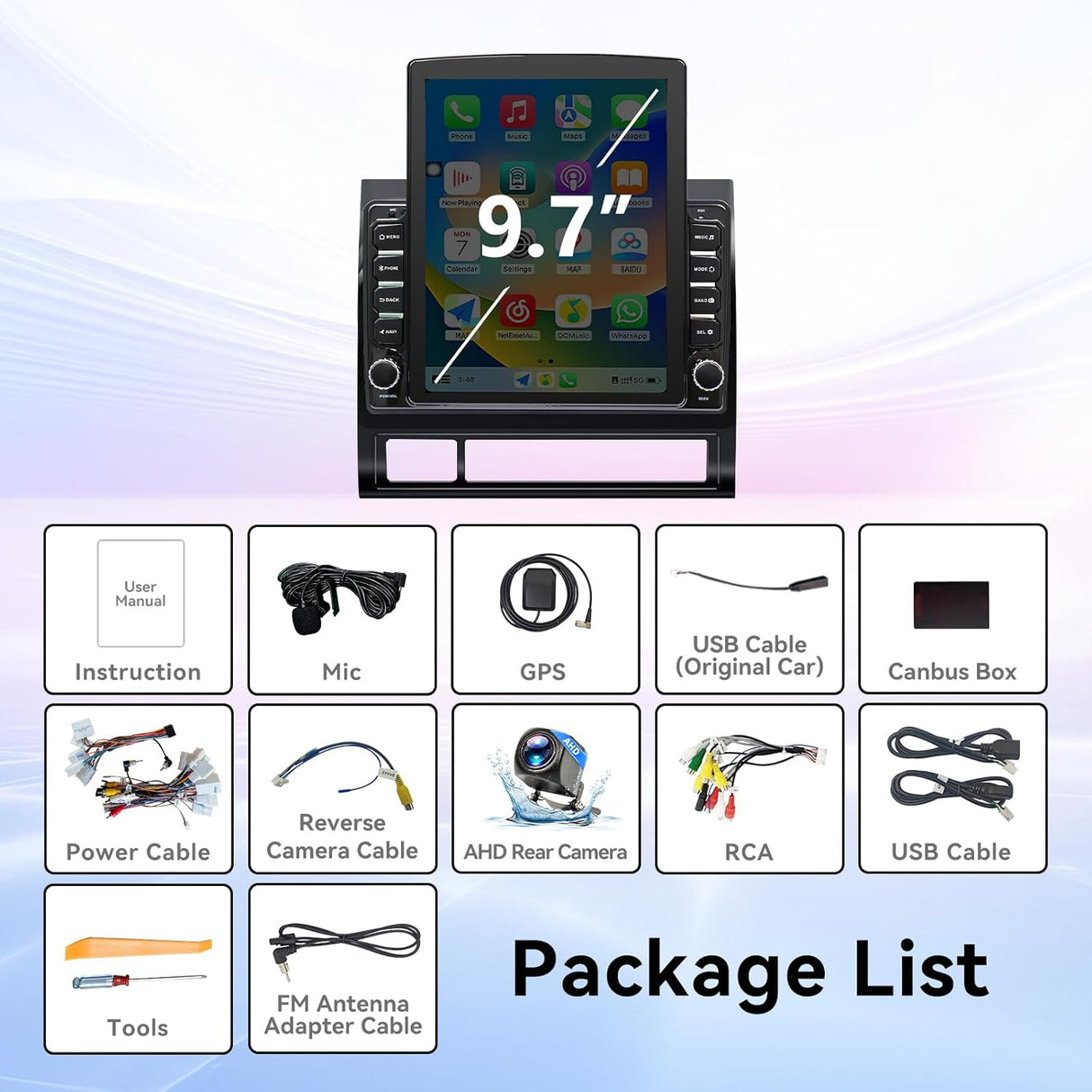 Car Stereo for Toyota Tacoma 2005-2015 Upgrade Wireless CarPlay & Android Auto AHD Backup Camera GPS SWC FM WiFi Bluetooth