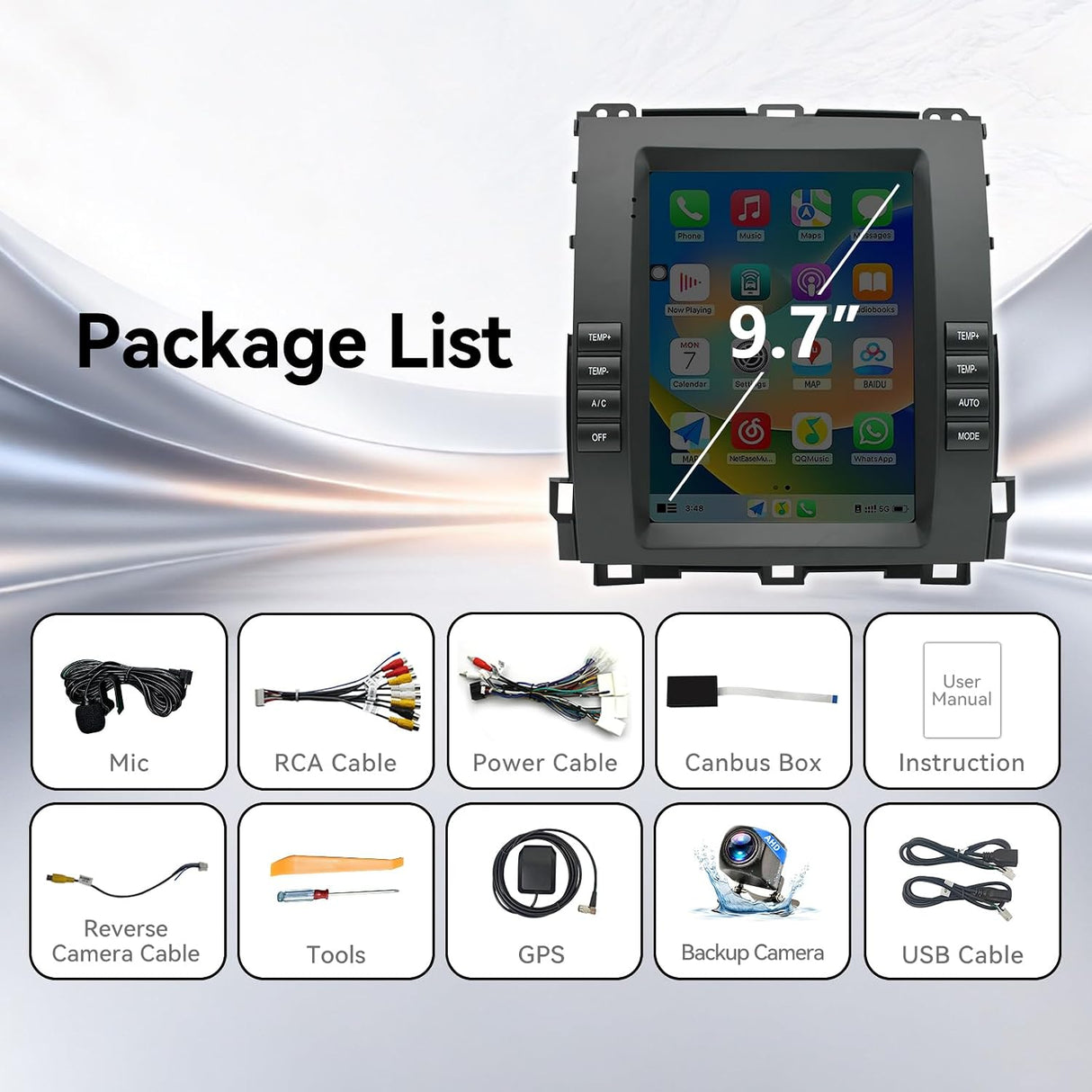 Car Stereo for Lexus GX470 2002-2005 Toyota Prado 2002-2009 Upgrade Wireless CarPlay & Android Auto AHD Backup Camera GPS SWC FM WiFi Bluetooth