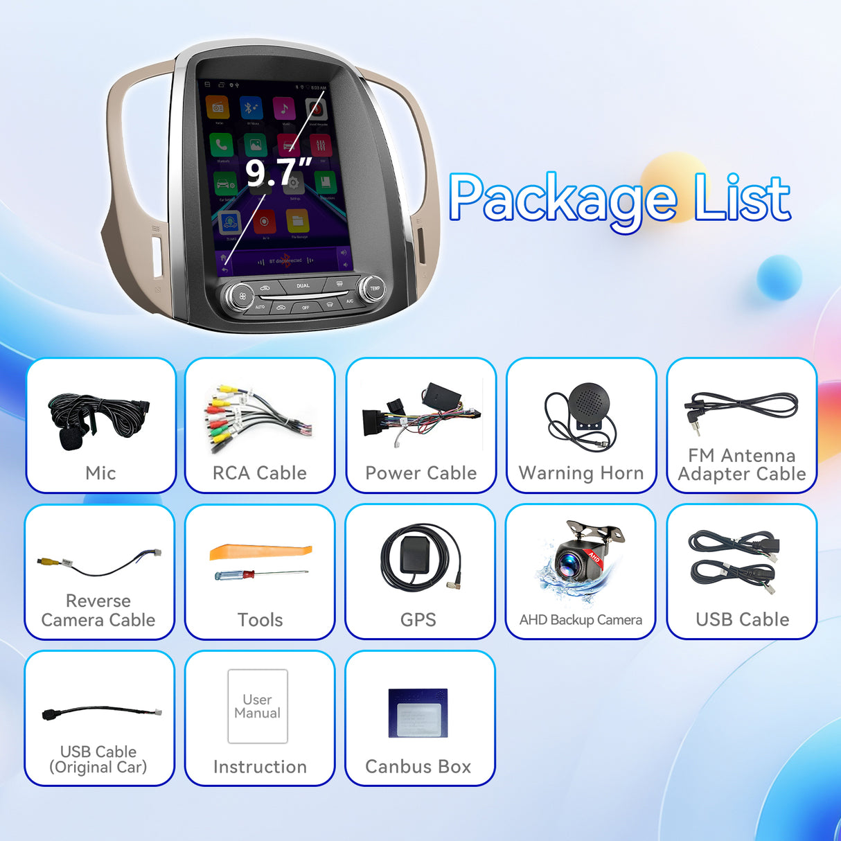 Android 13 Car Stereo Radio Compatible with Buick Lacrosse 2009 2010 2011 2012 9.7" Touch Screen with CarPlay & Android Auto GPS Navigation Bluetooth FM Backup Camera 2GB+64GB Radio Upgrade