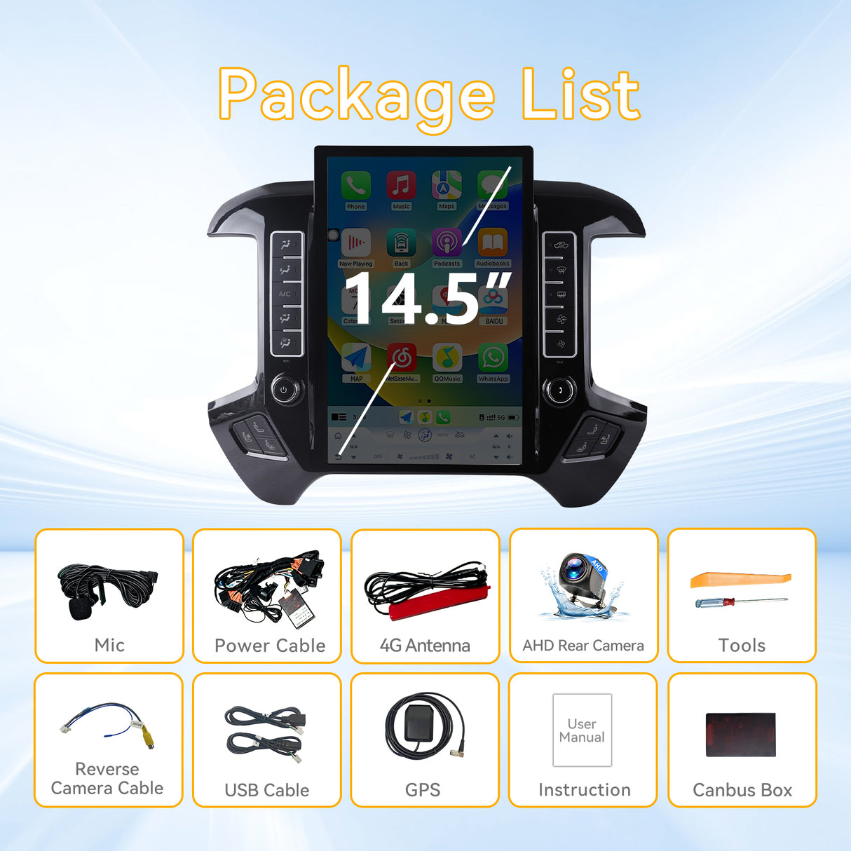 Car Stereo Radio with Android Auto Wireless Carplay for Chevrolet Silverado 2013-2019 GMC Sierra 2014-2020 Upgrade 2K Touchscreen Bluetooth WiFi GPS DSP AM FM Head Unit