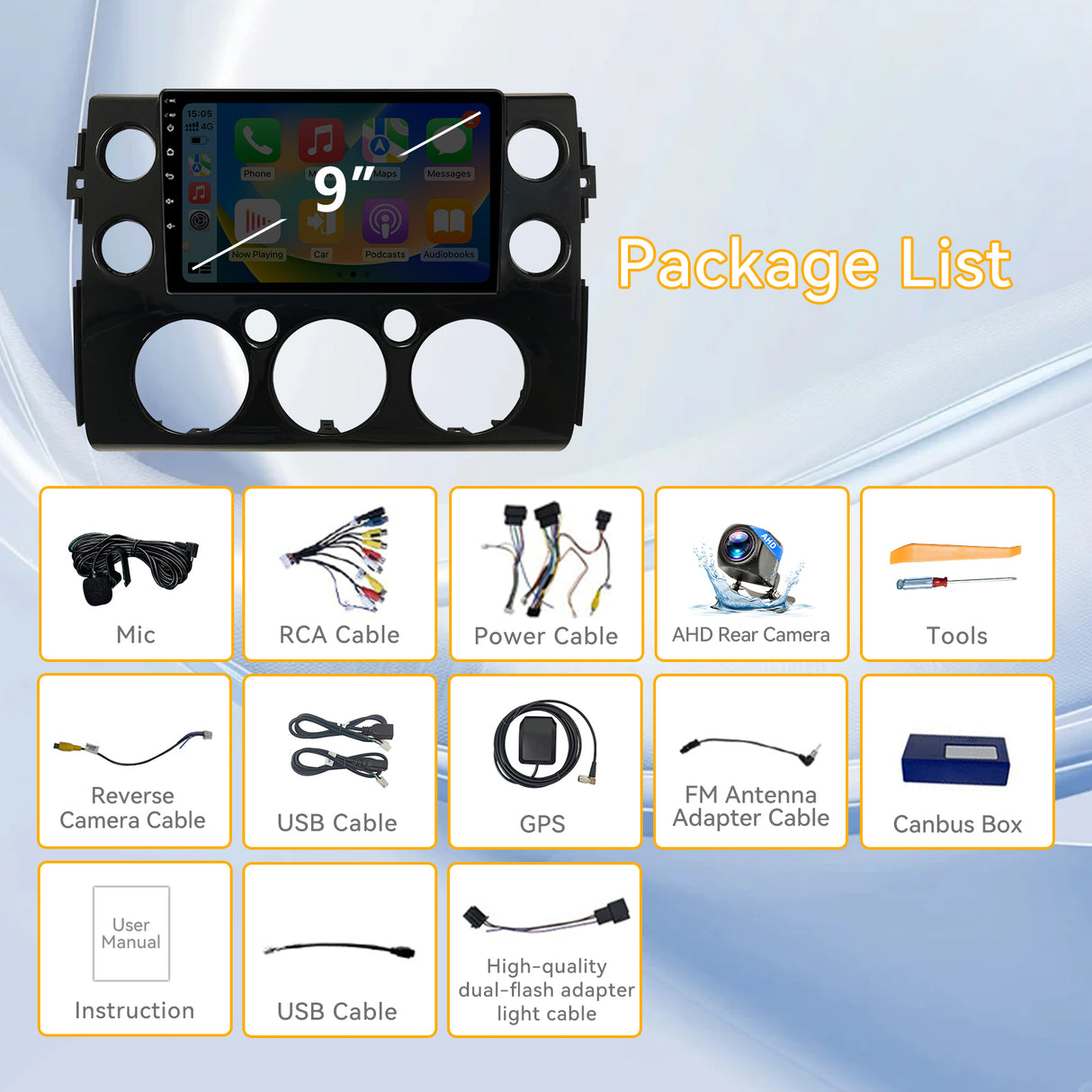 Car Stereo for Toyota FJ Cruiser 2007-2018 Upgrade Wireless CarPlay & Android Auto AHD Backup Camera GPS SWC FM WiFi Bluetooth