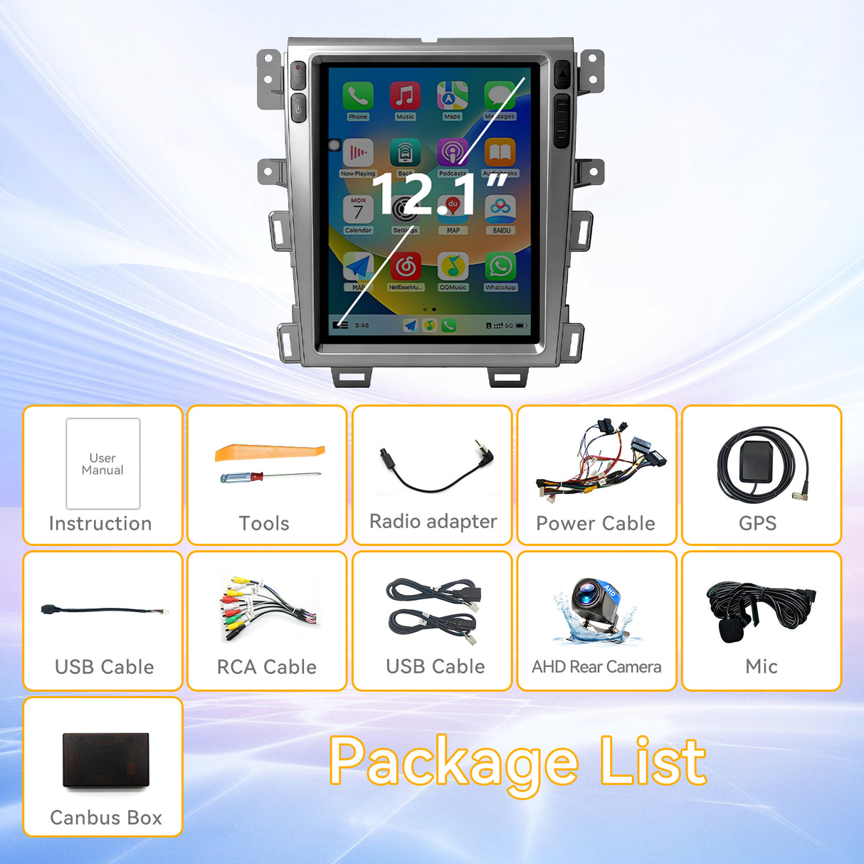 Car Stereo Radio 8-Core Qualcomm CPU, with Android Auto Wireless Carplay for Ford Edge 2009-2012 Upgrade 2K Touchscreen Bluetooth WiFi GPS DSP AM FM Head Unit