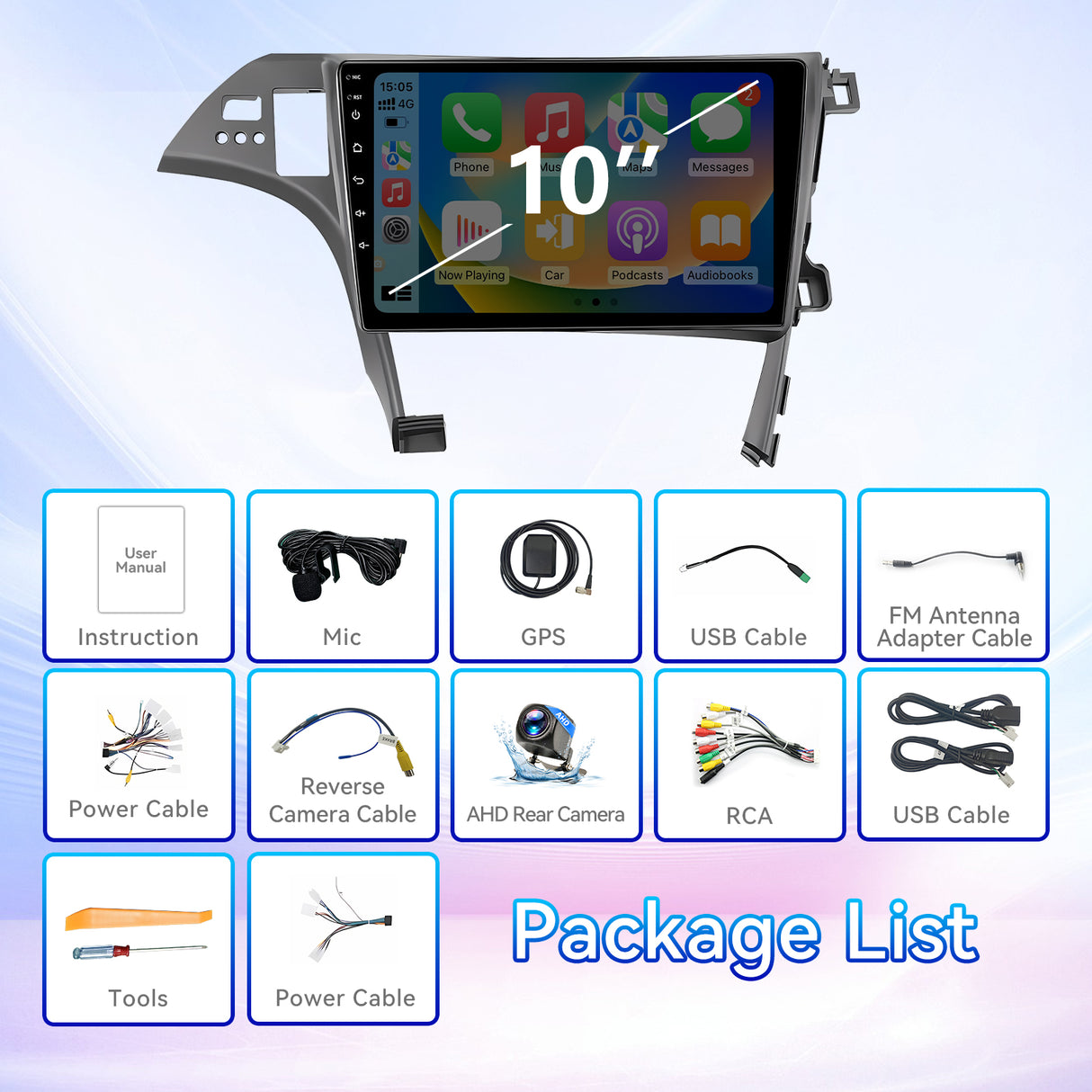 Car Stereo Radio for Toyota Prius 2010-2015 Qualcomm Chipset with Wireless CarPlay & Android Auto WiFi Bluetooth GPS FM RDS EQ SWC Upgrade 1080P Backup Camera