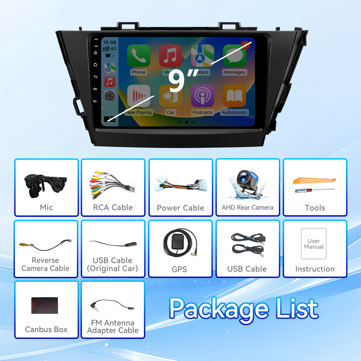 Android 13 Car Stereo Radio for Toyota Prius V Alpha 2012-2017 with Wireless CarPlay & Android Auto, 9-Inch Touchscreen Head Unit Bluetooth GPS SWC RCA Back Camera