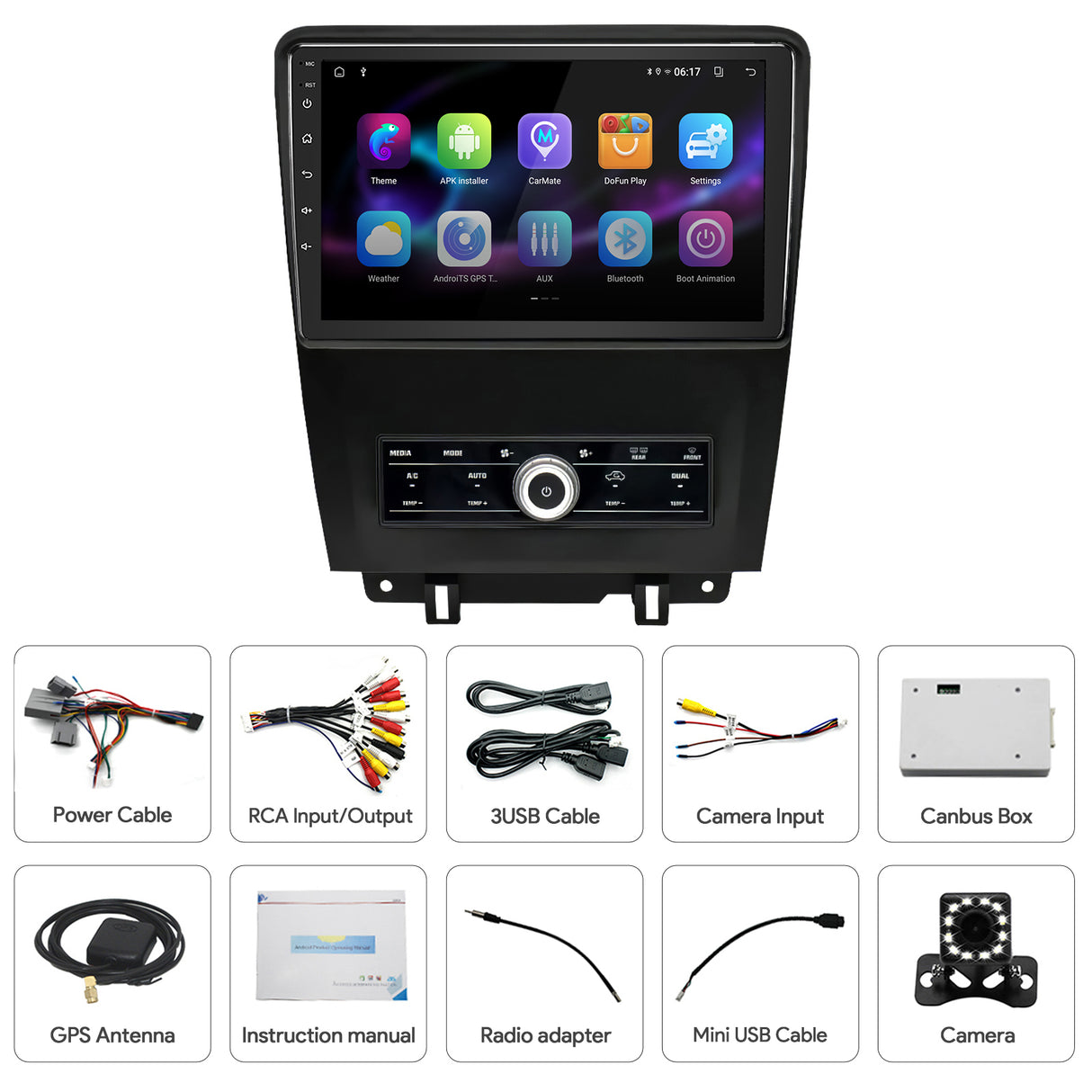 Binize 10 Inch Android 13 CarPlay Radio Car Stereo for Ford Mustang 2010 2011 2012 2013 2014