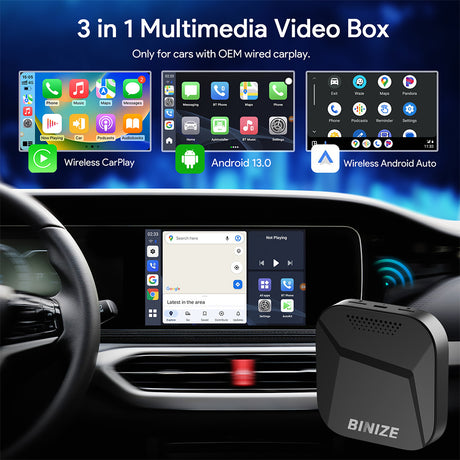 Binize Android 13 CarPlay AI BOX for OEM Car with Wired CarPlay