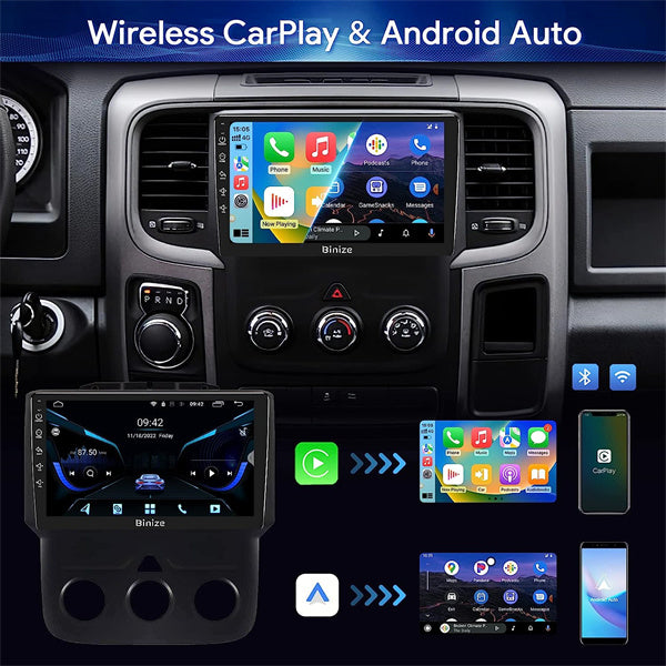 Binize Android 12 Double Din CarPlay Radio Car Stereo for 2013-2018  Dodge Ram