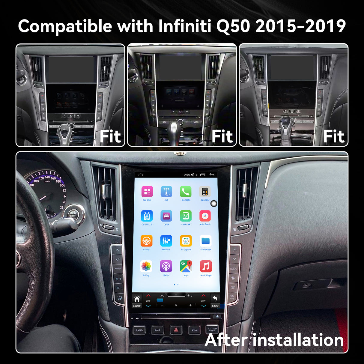 Android Car Stereo Radio Head Unit Compatible with Infiniti Q50 2015 2016 2017 2018 2019 12.1" Touch Screen Wireless CarPlay & Android Auto 8core 8G +128G