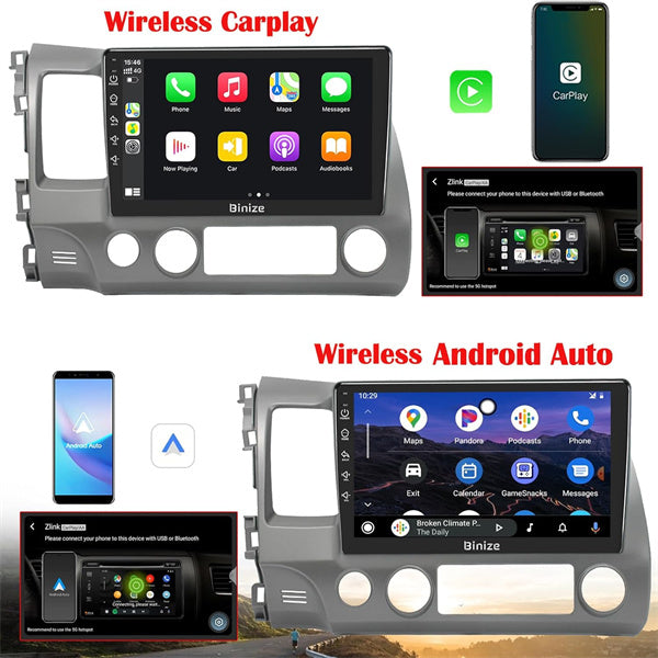 Binize Double Din Android 12 CarPlay Radio for Civic 2006-2011