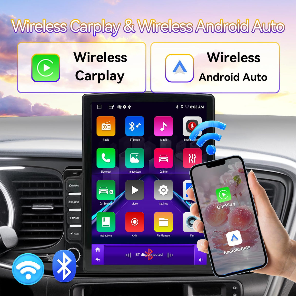 Binize Android 13 Car Stereo Radio Head Unit Compatible with Kia Optima K5 2013 2014 2015 9.7" Touch Screen Car Audio Receiver with CarPlay & Android Auto GPS WiFi Buletooth Back Camera FM Mic 2+64G