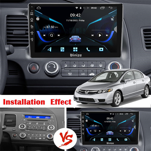 Binize Double Din Android 12 CarPlay Radio for Civic 2006-2011