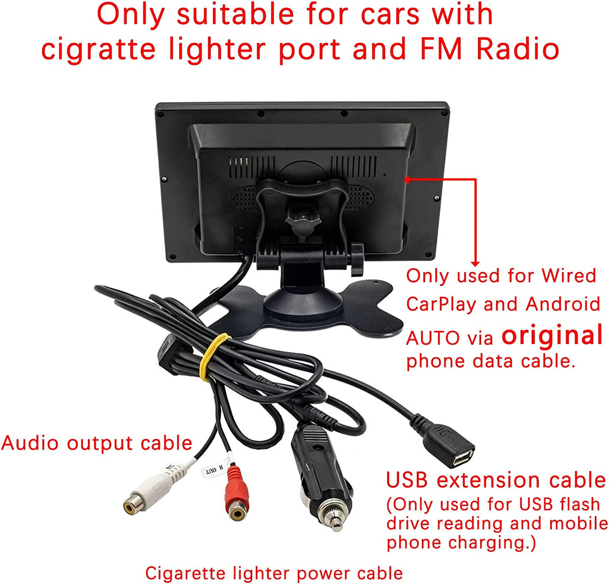 Binize reproductor MP5 portátil de 7 pulgadas compatible con CarPlay con transmisión FM