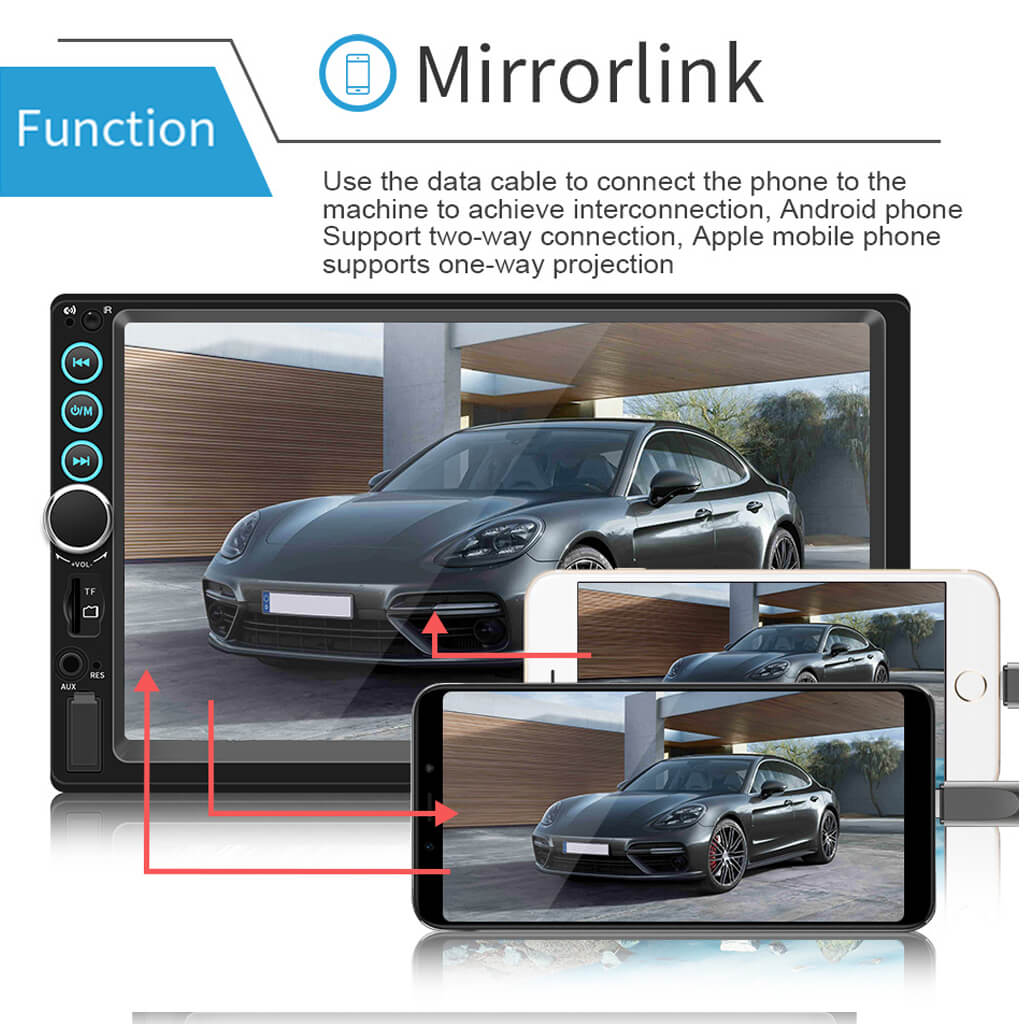 Binize 7-Zoll-2-DIN-MP5-Autoradio mit Android-Mirroring-App