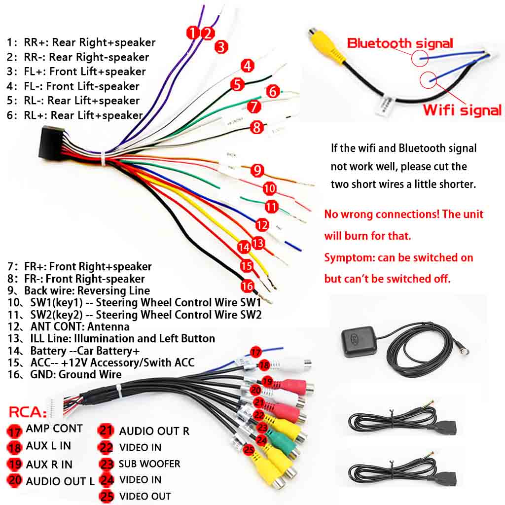 Binize General type Android system car radio wire harness