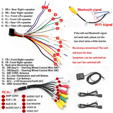 Arnés de cables de radio de coche con sistema Android tipo Binize General