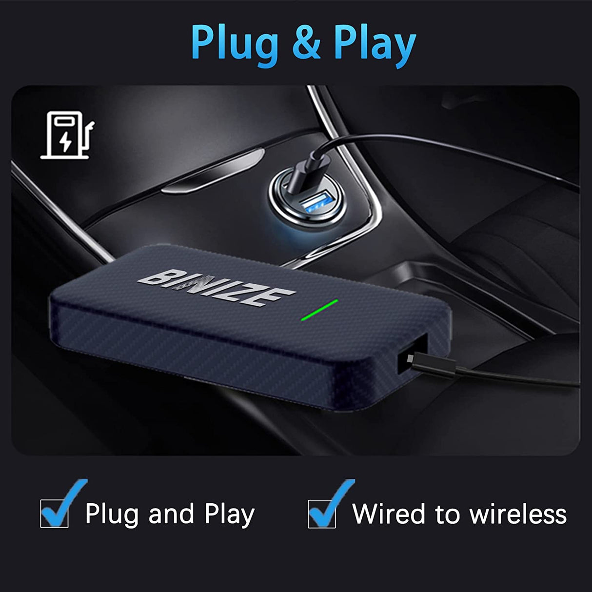 Binize Wireless Android AUTO Dongle for OEM Car with wired A-Auto