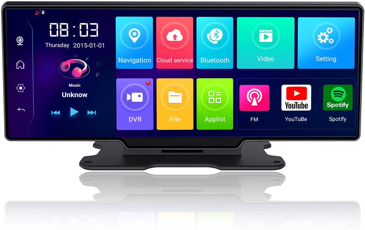 Radio Android Binize de 10'' con pantalla táctil ancha en el coche, incluye cámara de salpicadero delantera y trasera