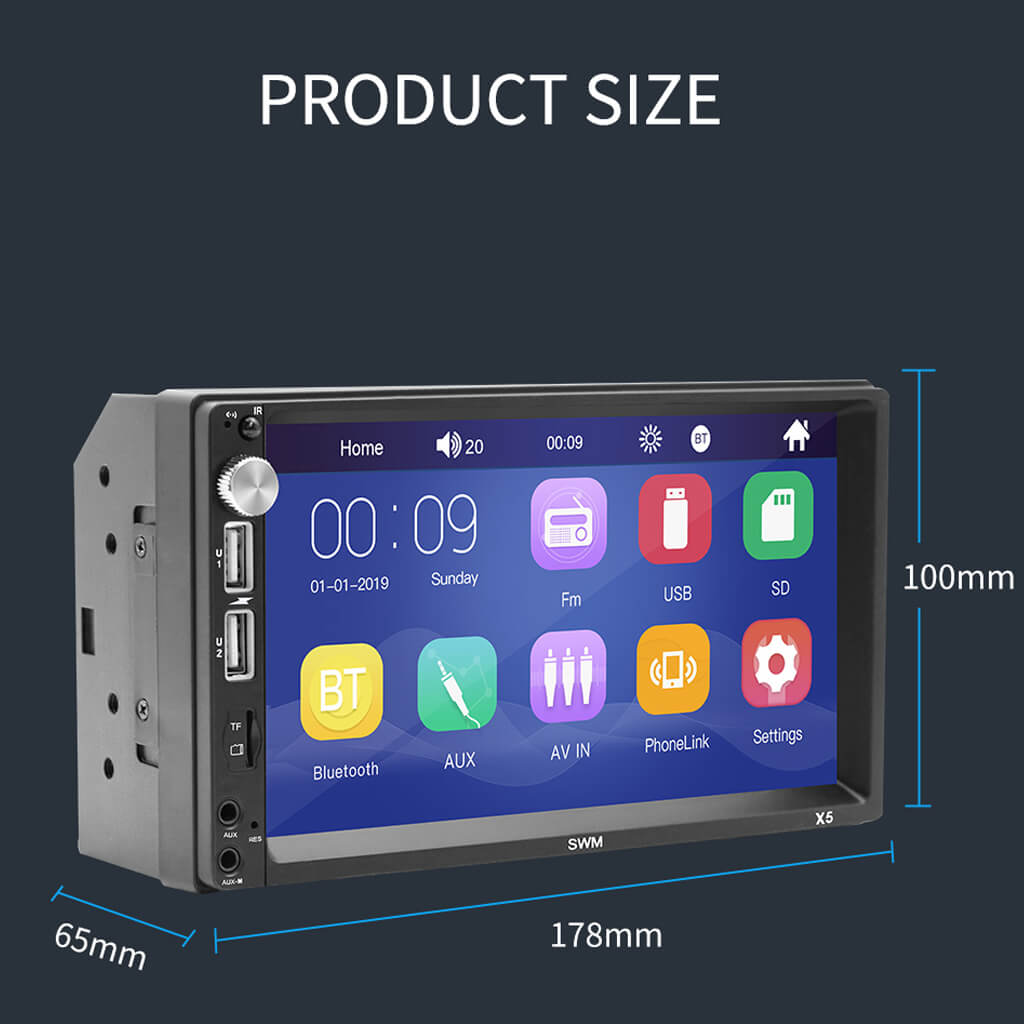 Binize 7 inch Double din mp5 player with CarPlay and Androidauto