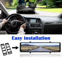 Binize Dual Lens 12 Inch capacitive touch screen rearview mirror cam