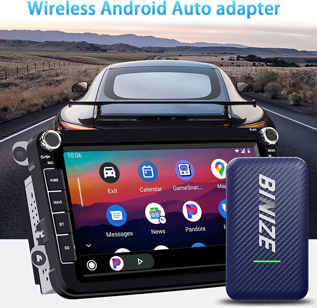 Binize Wireless Android AUTO Dongle para OEM Car con cable A-Auto