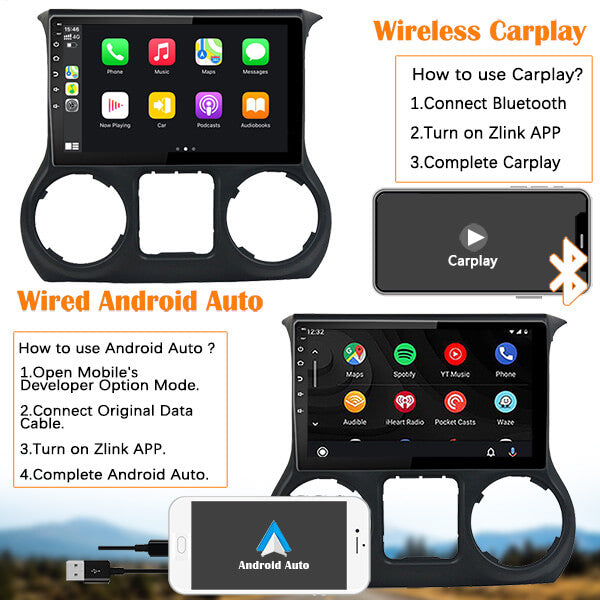 Binize 10 Inch Android Car Radio for 2014 Jeep Wrangler with CarPlay