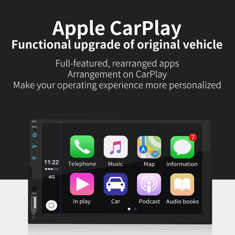 Binize 7 pulgadas 2din apple car play stereo con aplicación de espejo de teléfono