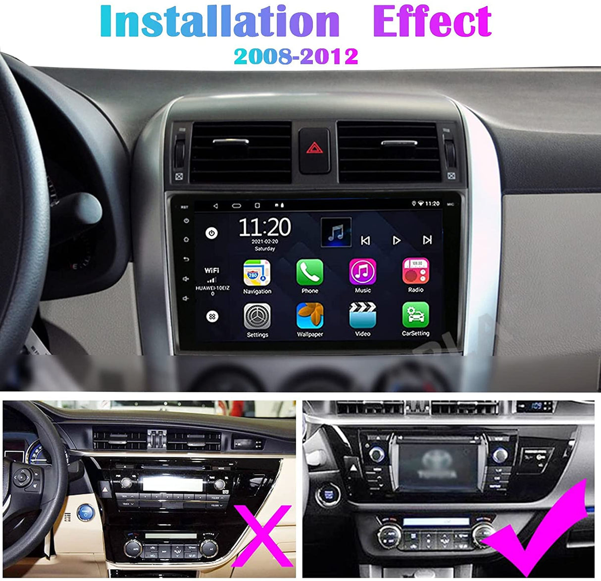 09-13 Toyota Corolla Radio 9 Inch Head Unit Touch Screen 2 DIN Radio