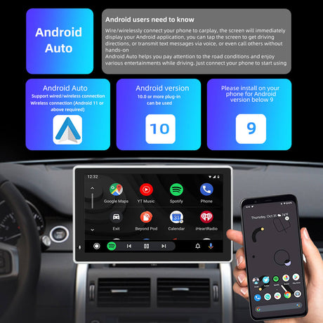 Binize radio portátil de coche de 7 pulgadas con inalámbrico Carply&Androidauto
