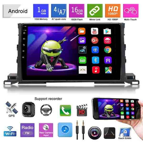 Binize 10 inch 15-19 Toyota Highlander 10 Inch Compatible Carplay and Android Auto, Touch Screen Double Din Multimedia ,AM,FM,RDS,DSP,GPS Navigation,Bluetooth,Wifi,Backup Camera Input,Mirror Link 202108080058