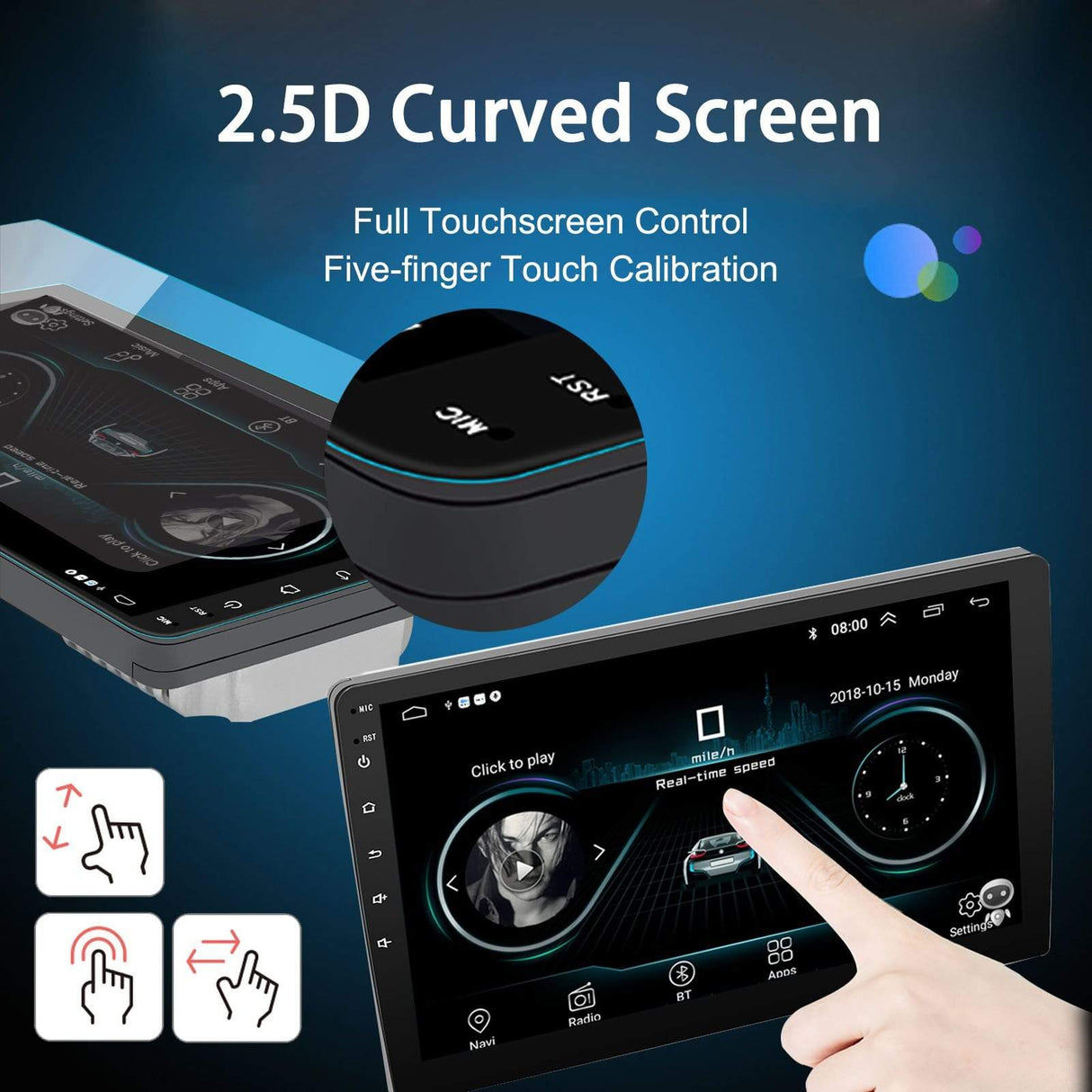 Binize 10 inch Binize 10.1 Inch Android 9.1 Best Double Din Stereo with Bluetooth/FM Radio/GPS Navigation,Support Reversing Image Input and Steering Wheel Control,Both Android and Iphones Mirrorlink,Bluetooth