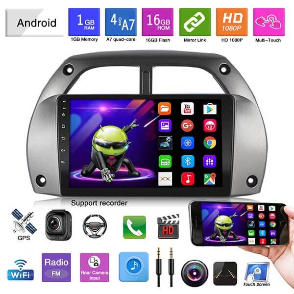Binize 9 inch 01-06 Toyota RAV4 9 Inch Car Stereo with Bluetooth Music / FM, AM Radio / GPS Navigation, Back Camera Input, and front View Input, Both Android and Iphones, Mirror Link, Carplay Head Unit 202109030099