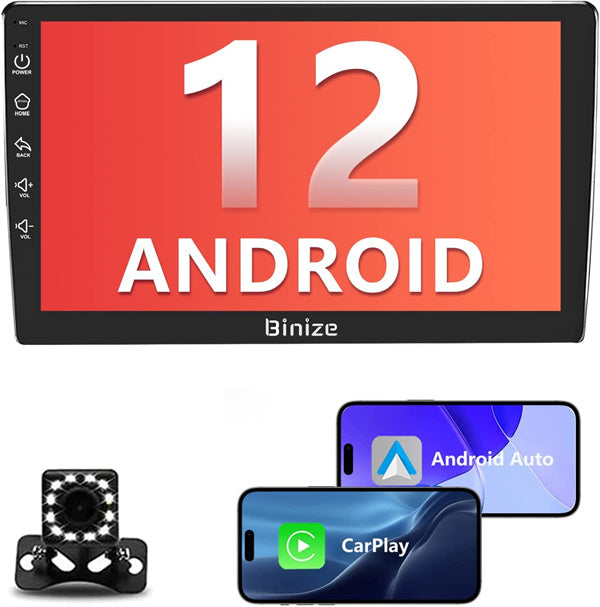 Binize 10 Inch Double Din Android 12 Car Radio Support CarPlay