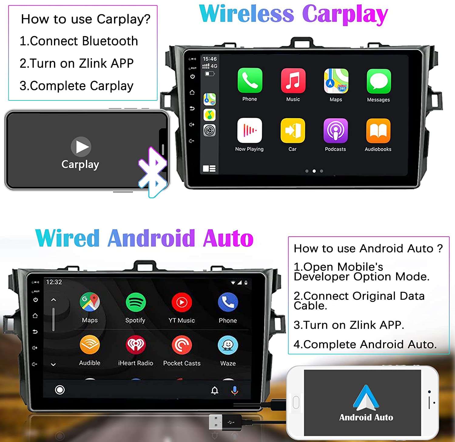 Binize Toyota Corolla 2008-2012 with Toyota android auto Carplay