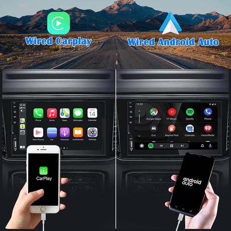 Unidad principal Binize de 7 pulgadas Android Auto CarPlay con cámara de respaldo