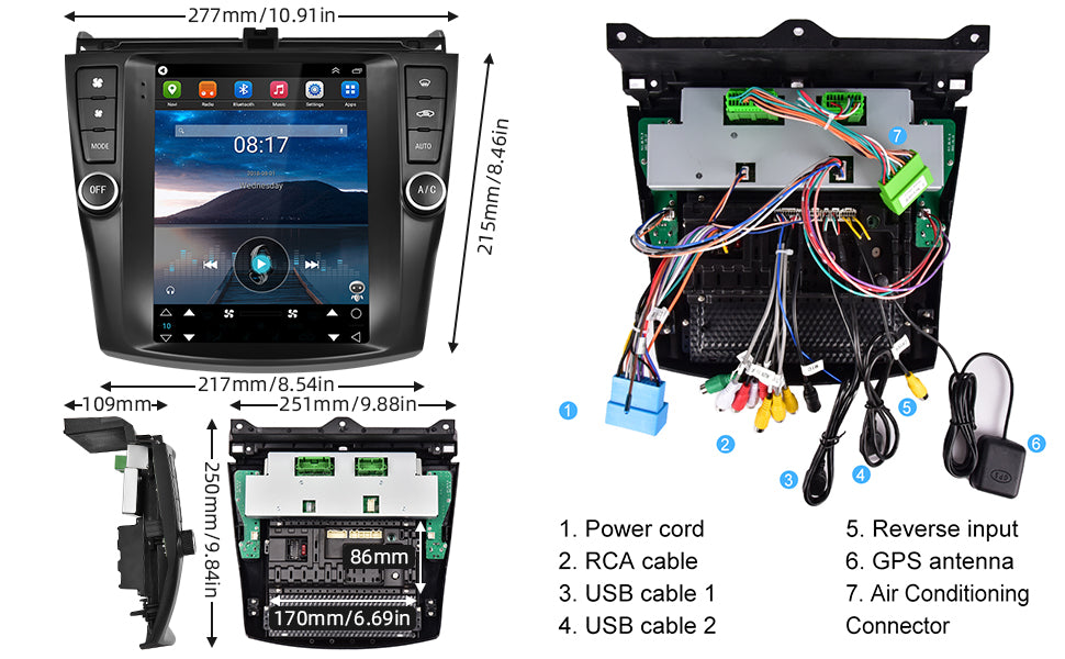 Binize Vertical Aftermarket Apple CarPlay para Honda Accord 03-07