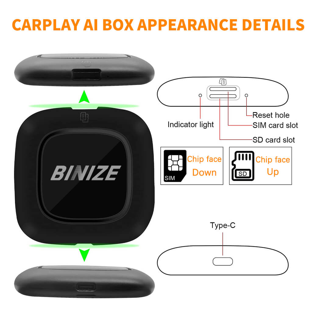 Binize Wireless CarPlay Media Box (Renovado) para OEM con cable CarPlay